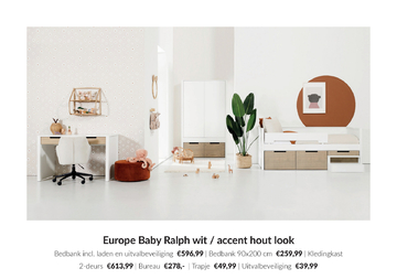 Aanbieding: Europe Baby Ralph Kinderkamer Wit / Accent Hout Look
