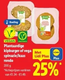 Aanbieding: Plantaardige kipburger of vega spinazie/kaas