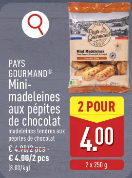 Offre: Mini-madeleines aux pépites de chocolat
