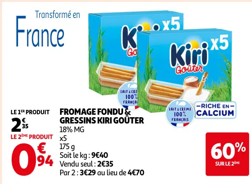 Offre: Fromage fondu & gressins Kiri goûter