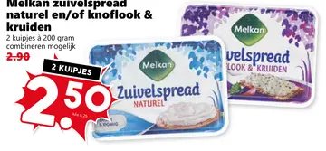 Aanbieding: Melkan zuivelspread naturel en/of knoflook & kruiden