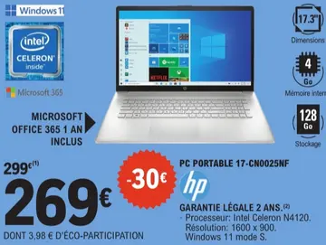 Offre: PC PORTABLE 17-CN0025NF