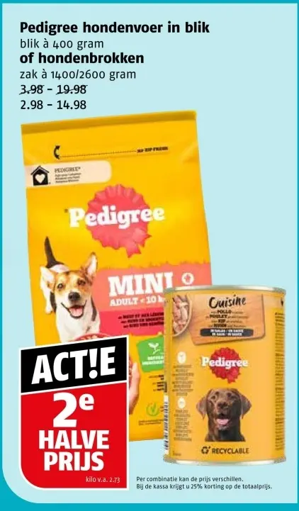Aanbieding: Pedigree hondenvoer in blik of hondenbrokken