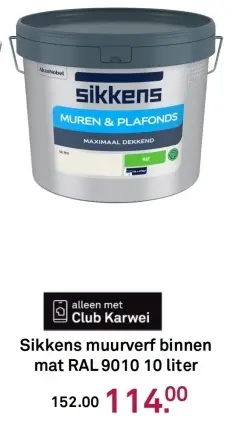 Aanbieding: Sikkens muurverf binnen mat RAL 9010