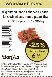 Promotie: Gemarineerde varkensbrochettes met paprika