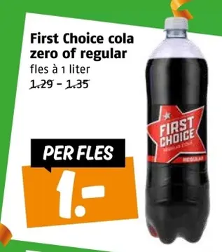 Aanbieding: First Choice cola zero of regular