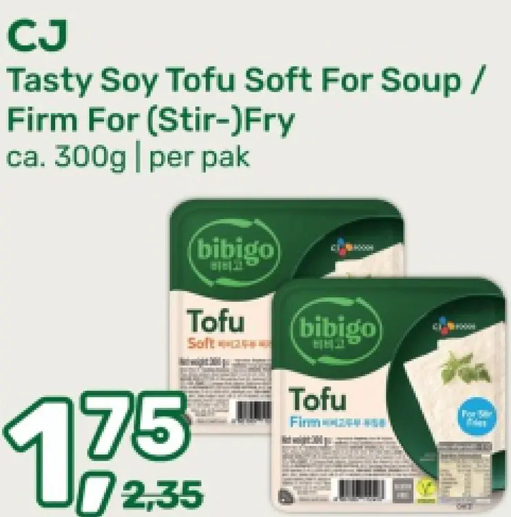 Aanbieding: CJ Tasty Soy Tofu Soft For Soup / Firm For (S