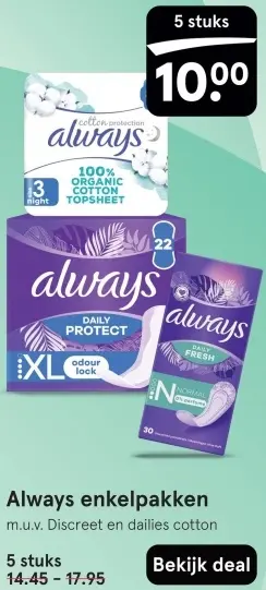 Aanbieding: Enkelpakken inlegkruisjes en maandverband