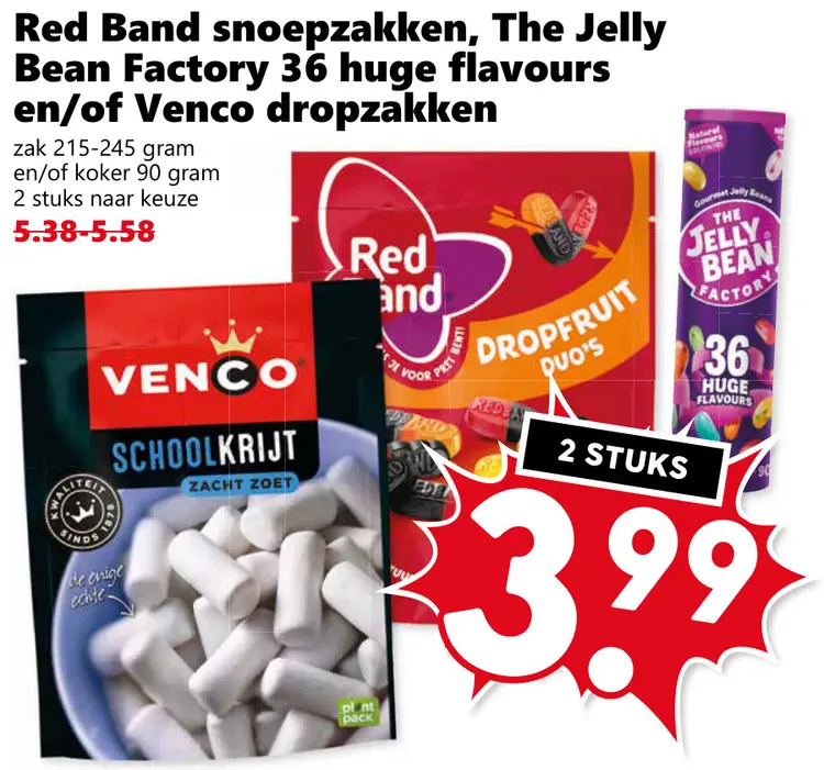 Aanbieding: Snoepzakken, The Jelly Bean Factory 36 huge flavours en/of Venco dropzakken