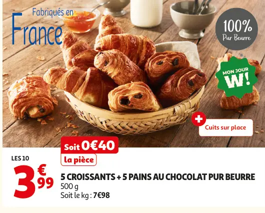 Promotie: Croissants + pains au chocolat pur beurre