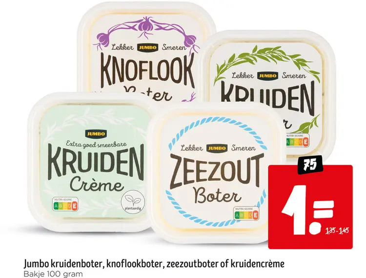 Aanbieding: Kruidenboter, knoflookboter, zeezoutboter of kruidencrème