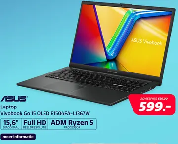 Aanbieding: Asus Vivobook Go 15 OLED E1504FA-L1367W