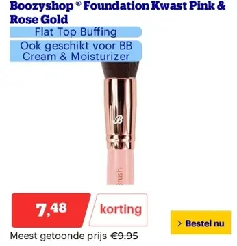 Aanbieding: Boozyshop® Foundation Kwast Pink & Rose Gold