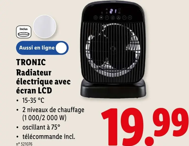 Offre: Radiateur électrique avec écran LCD