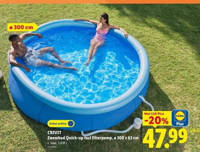 Promotie: Zwembad Quick-up incl filterpomp