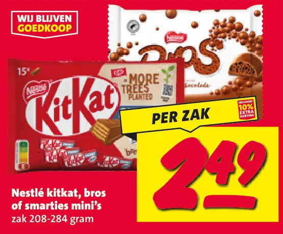 Aanbieding: kitkat, bros of smarties mini's