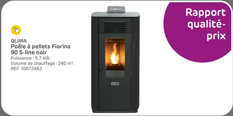 Offre: Poêle à granulés qlima fiorina 90 s-line - 9.7kw - noir