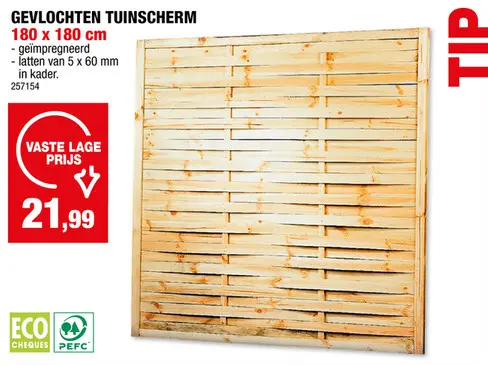 Promotie: Cartri tuinscherm gevlochten 180x180 cm