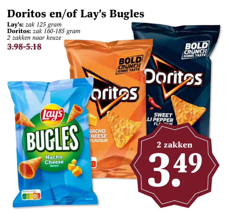Aanbieding: Doritos en/of Lay's Bugles
