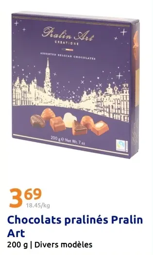 Offre: Chocolats pralinés Pralin Art