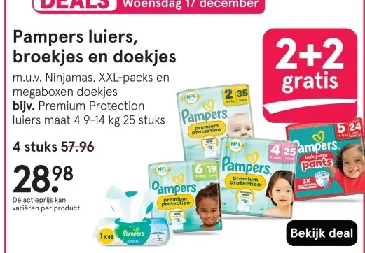 Aanbieding: Pampers luiers, broekjes en doekjes