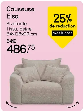 Offre: Causeuse Elsa - tissu Anthology - beige
