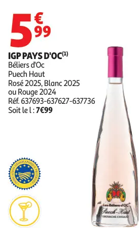 Offre: Puech Haut Béliers d'Oc Rosé, Blanc ou Rouge