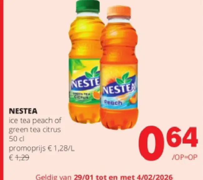 Promotie: Nestea ice tea peach or green tea citrus