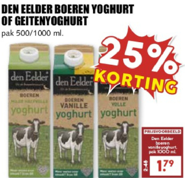 Aanbieding: Den Eelder Boeren Yoghurt of Geitenyoghurt