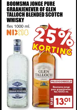 Aanbieding: Jonge pure graanjenever of GLEN TALLOCH blend