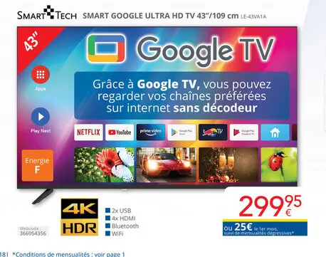Offre: Smart Google ultra hd tv