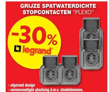 Promotie: Grijze spatwaterdichte stopcontacten "plexo"