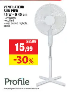 Offre: Profile Ventilateur sur pied 40cm