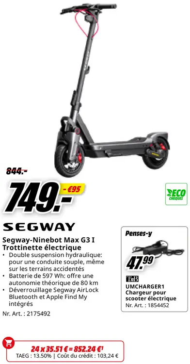 Offre: Segway-Ninebot Max G3 I Trottinette électrique