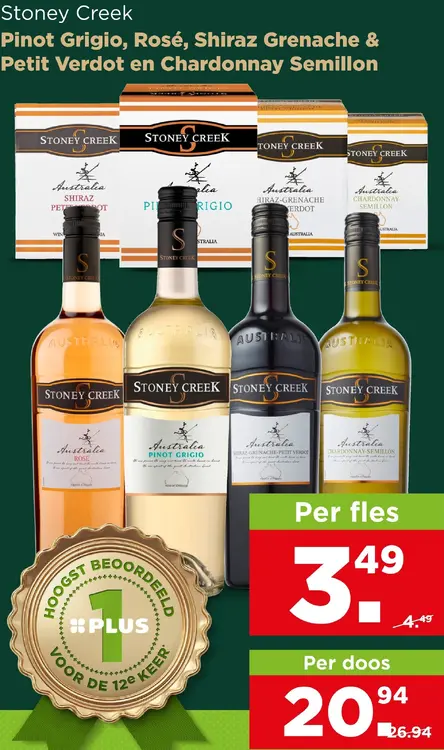 Aanbieding: Stoney Creek Pinot Grigio, Rosé, Shiraz Grenache & Petit Verdot en Chardonnay Semillon