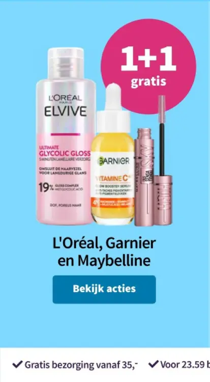 Aanbieding: L'Oréal, Garnier en Maybelline