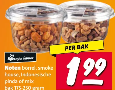 Aanbieding: Byzonder Lekker Noten borrel, smoke house, Indonesische pinda of mix