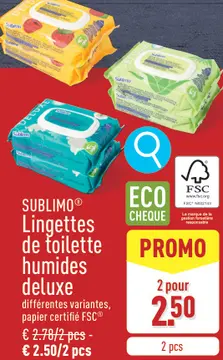 Offre: SUBLIMO® Lingettes de toilette humides deluxe