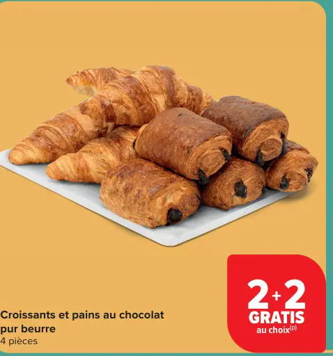 Offre: Croissants et pains au chocolat pur beurre