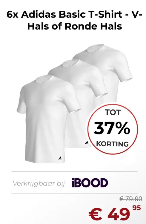 Aanbieding: Basic T-Shirt - V-Hals of Ronde Hals 6x