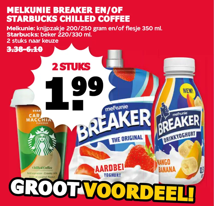 Aanbieding: Melkunie breaker en/of Starbucks chilled coffee