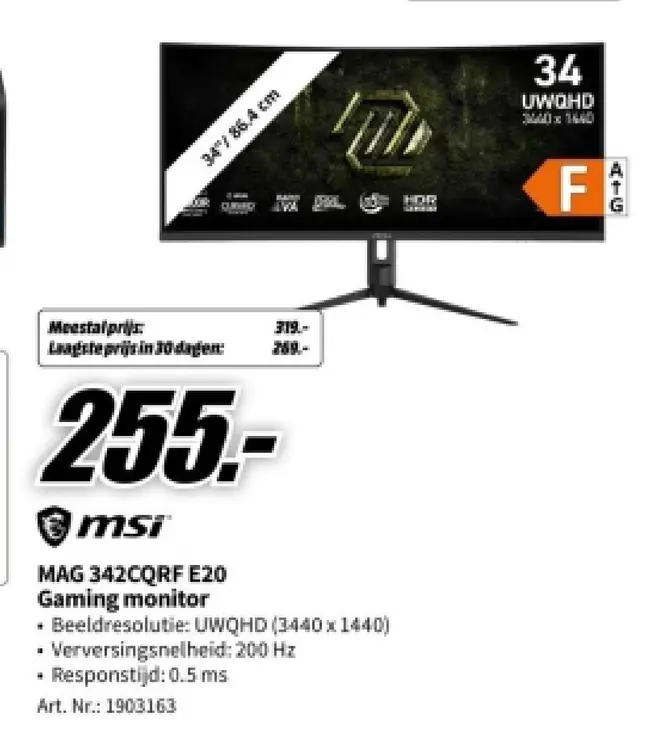 Aanbieding: MAG 342CQRF E20 Gaming monitor