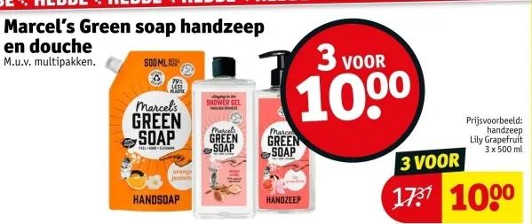 Aanbieding: Marcel's Green soap handzeep en douche