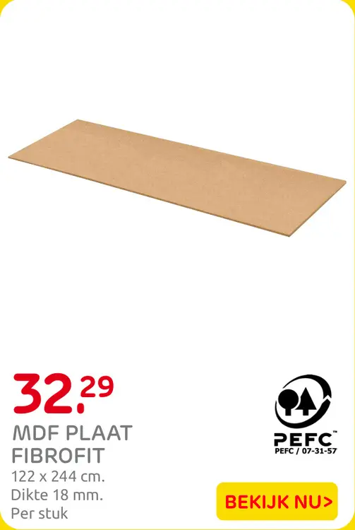 Aanbieding: Mdf plaat Fibrofit