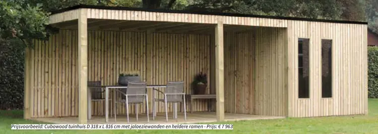 Promotie: Cubowood tuinhuis met jaloeziewanden