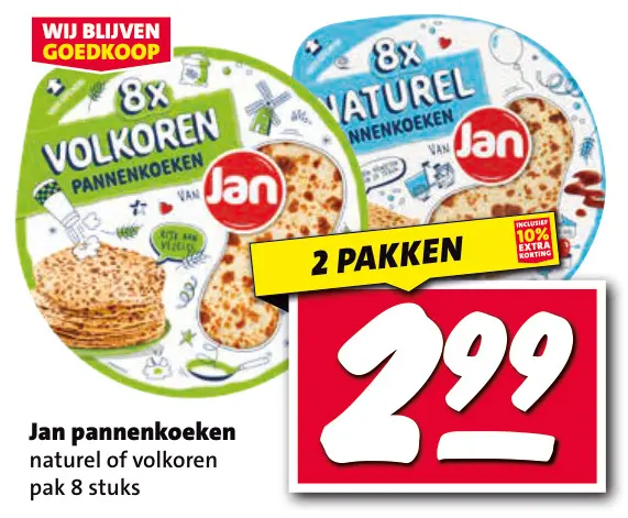 Aanbieding: Pannenkoeken naturel of volkoren