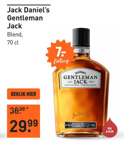 Aanbieding: Jack Daniel's Gentleman Jack 70CL