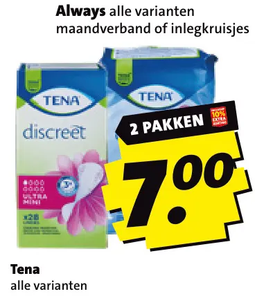Aanbieding: Tena maandverband of inlegkruisjes