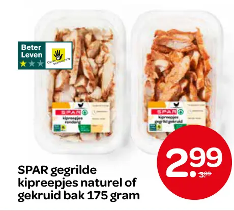 Aanbieding: Gegrilde kipreepjes naturel of gekruid