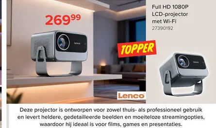 Promotie: Full HD 1080P LCD-projector met Wi-Fi